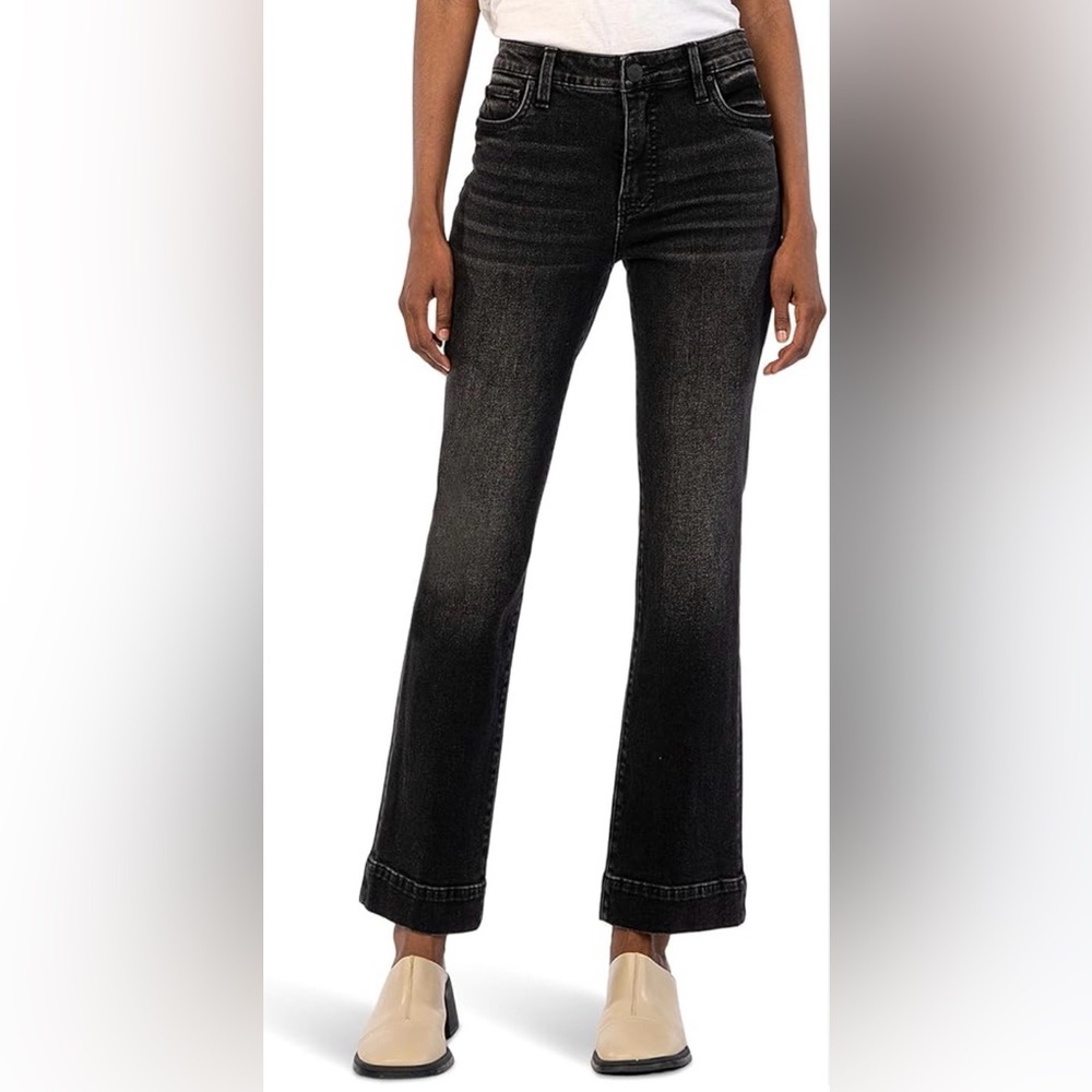 Kut from the Kloth Washed Black High-Rise Flared Jeans